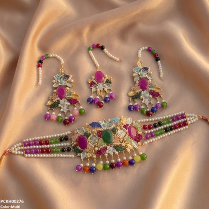 PCKH00276 SDQ Oval Pearl Drop Choker Set - PCKH