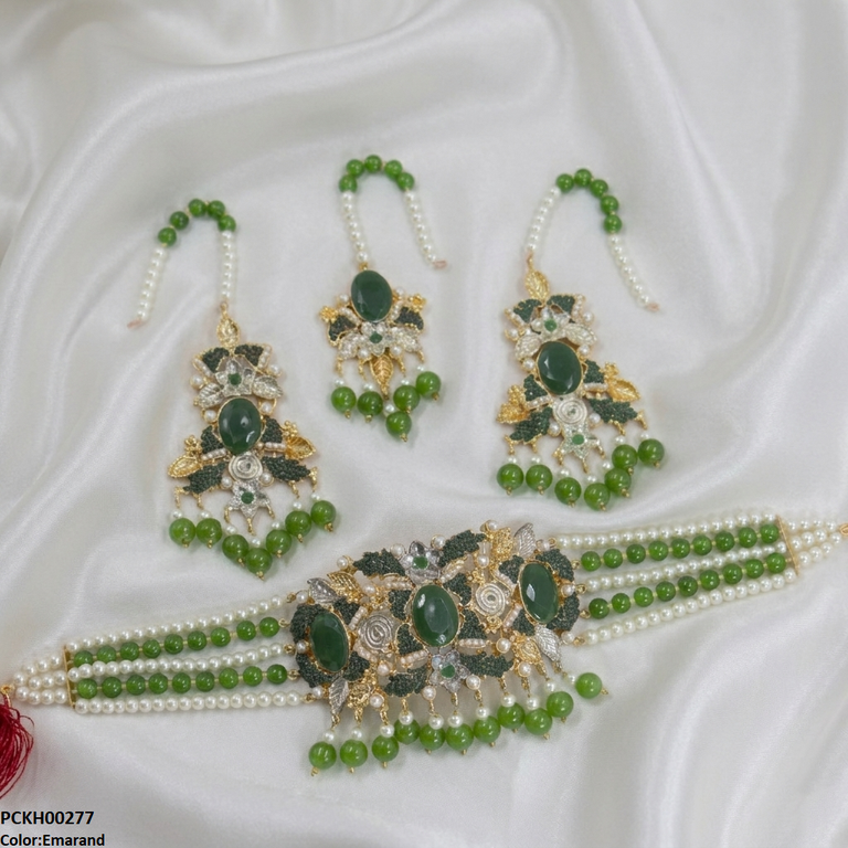 PCKH00277 SDQ Oval Pearl Drop Choker Set - PCKH