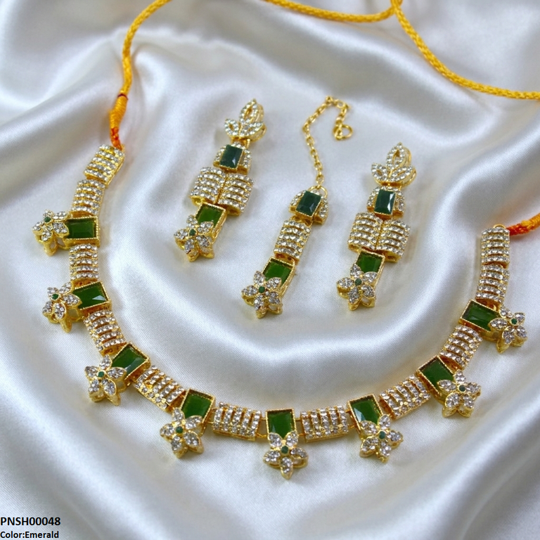 PNSH00048 MZM Square Flower Necklace Set - PNSH