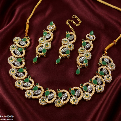 PNSH00049 MZM Tear/Round Necklace Set - PNSH