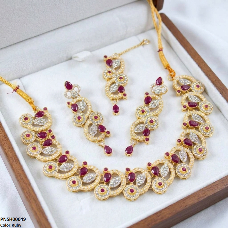 PNSH00049 MZM Tear/Round Necklace Set - PNSH