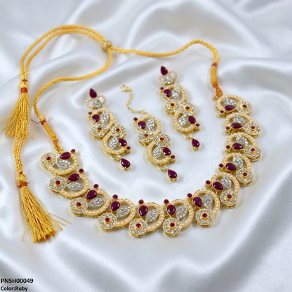 PNSH00049 MZM Tear/Round Necklace Set - PNSH