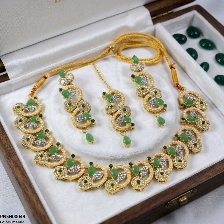 PNSH00049 MZM Tear/Round Necklace Set - PNSH