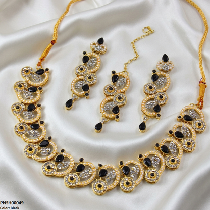 PNSH00049 MZM Tear/Round Necklace Set - PNSH