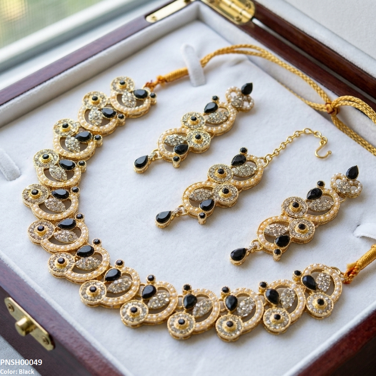 PNSH00049 MZM Tear/Round Necklace Set - PNSH