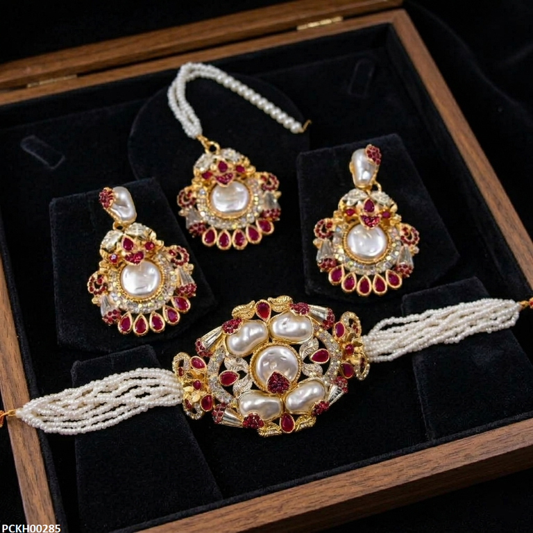 PCKH00285 ABD Round  Pearl Choker Set - PCKH