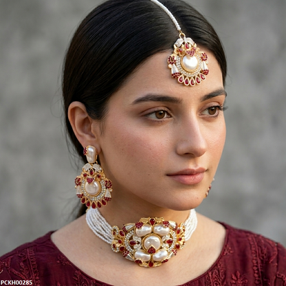 PCKH00285 ABD Round  Pearl Choker Set - PCKH
