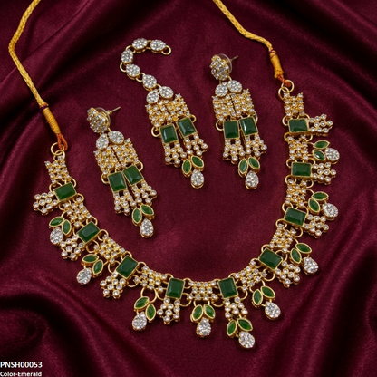 PNSH00053 MZM Square/Marquise  Necklace Set - PNSH