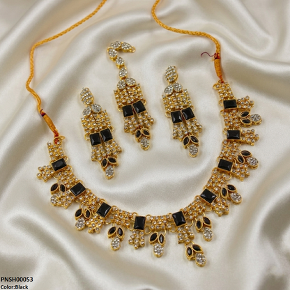 PNSH00053 MZM Square/Marquise  Necklace Set - PNSH
