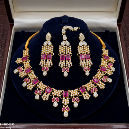 PNSH00053 MZM Square/Marquise  Necklace Set - PNSH