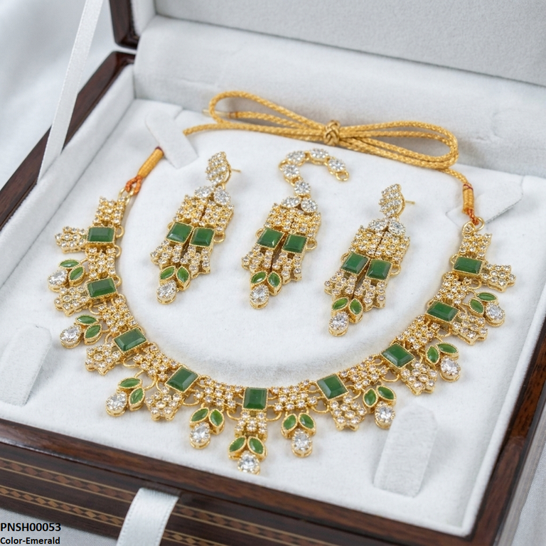 PNSH00053 MZM Square/Marquise  Necklace Set - PNSH