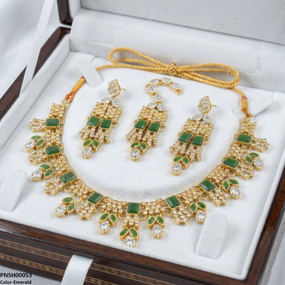 PNSH00053 MZM Square/Marquise  Necklace Set - PNSH
