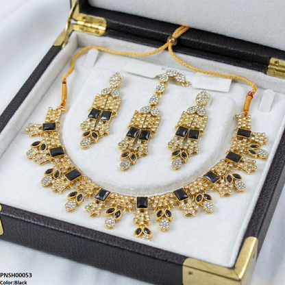PNSH00053 MZM Square/Marquise  Necklace Set - PNSH