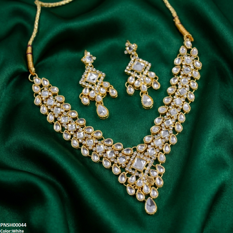 PNSH00044 FRN Square /Tear Stone  Necklace Set - PNSH