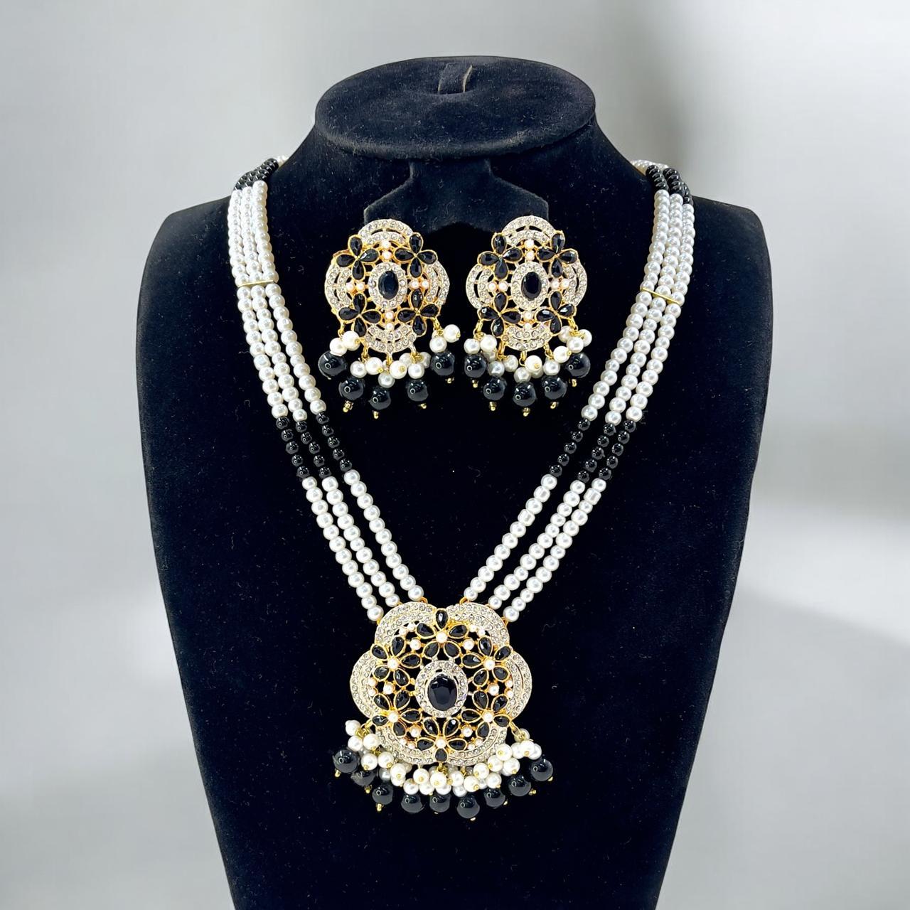CMLH00051 SDQ Round Pearl Drop Mala Set - CMLH