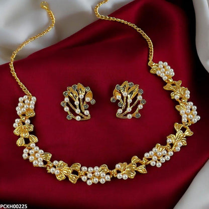 PCKH00225 SDQ Pearl Leaf Choker Set - PCKH