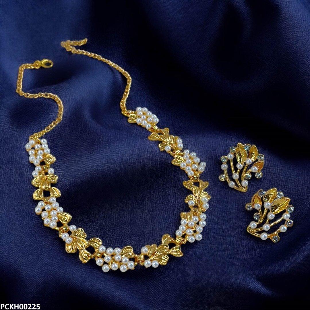 PCKH00225 SDQ Pearl Leaf Choker Set - PCKH