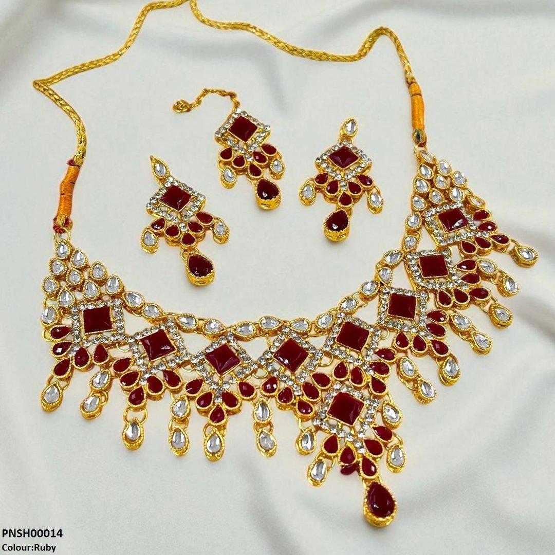 PNSH00014 FRN Square/Tear Drop Necklace Set - PNSH