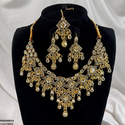 PNSH00014 FRN Square/Tear Drop Necklace Set - PNSH