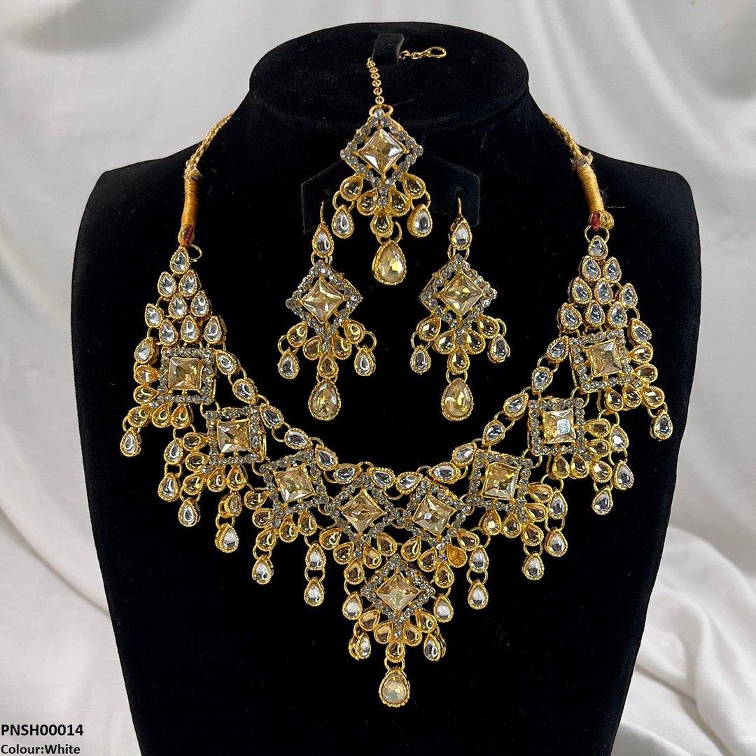 PNSH00014 FRN Square/Tear Drop Necklace Set - PNSH