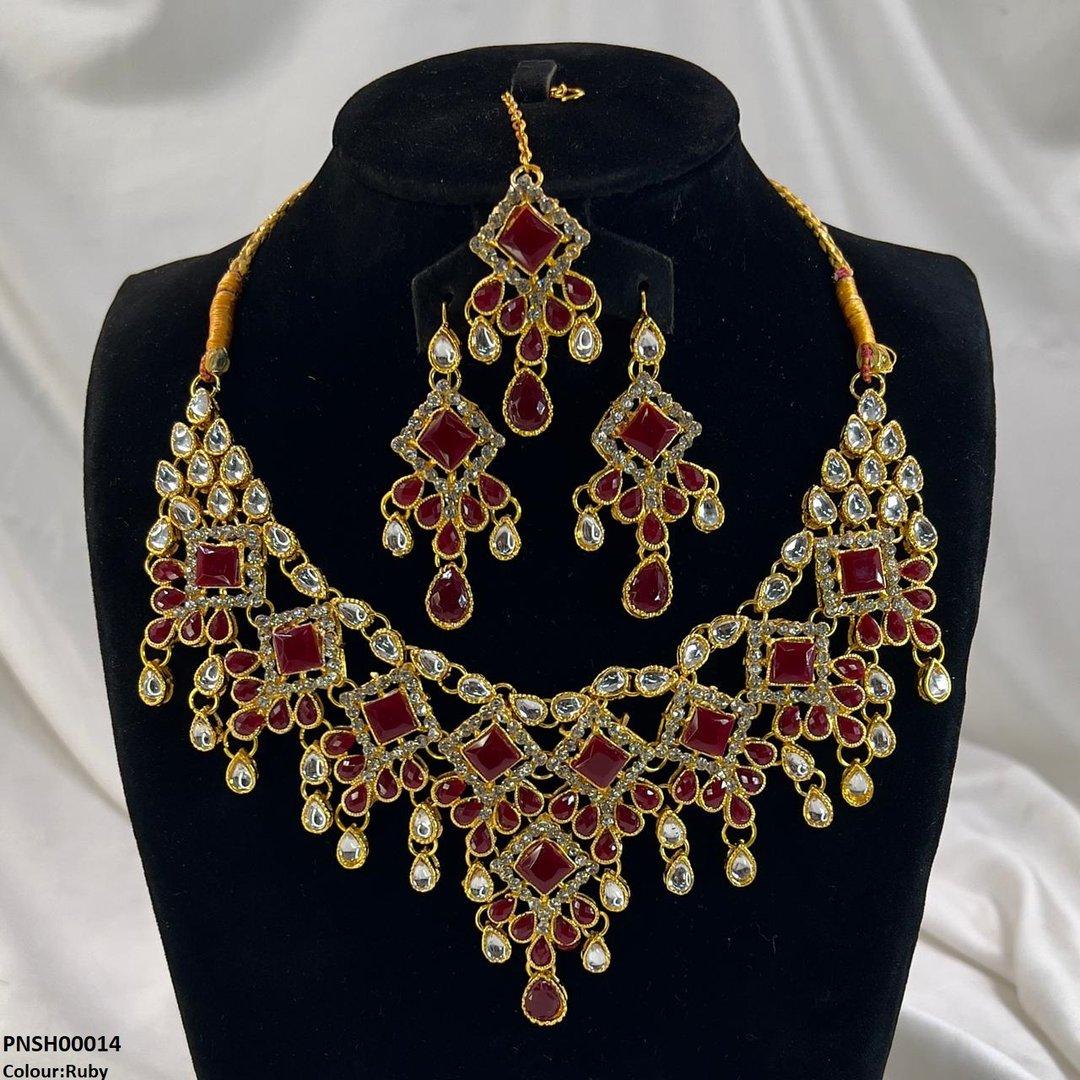 PNSH00014 FRN Square/Tear Drop Necklace Set - PNSH