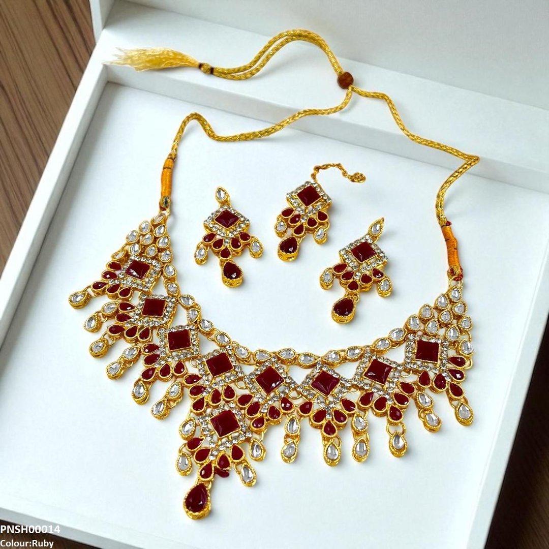 PNSH00014 FRN Square/Tear Drop Necklace Set - PNSH