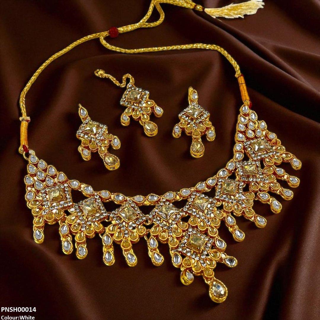 PNSH00014 FRN Square/Tear Drop Necklace Set - PNSH