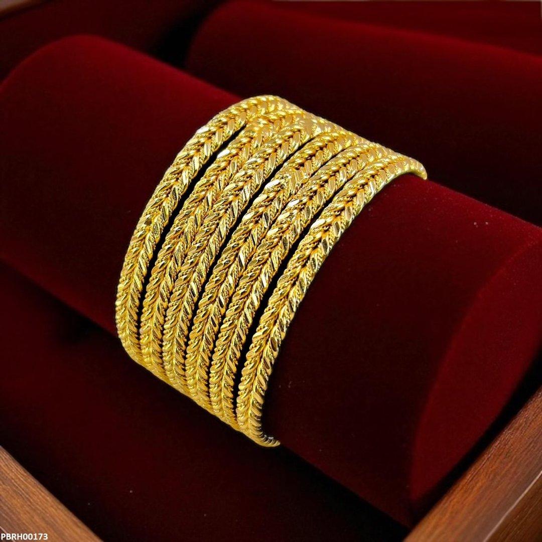 PBRH00173 FRN Double Rope Twist Bangles 6 Pcs Set - PBRH