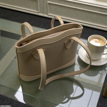 HBGP00063 Wheat Beige Weave Tote - HBGP
