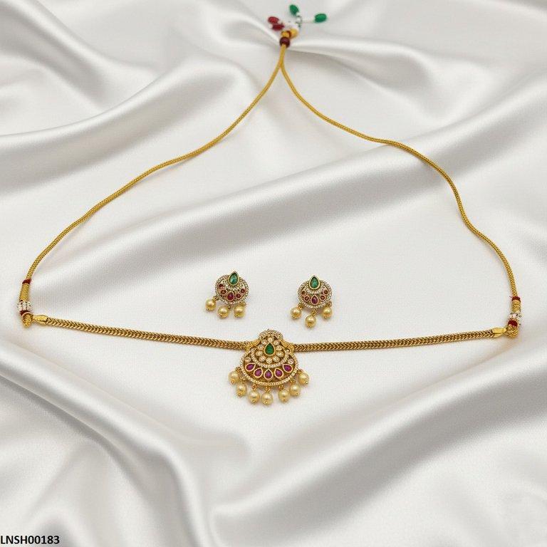 LNSH00183 ANI Tear Pearl Drop Necklace Set - LNSH