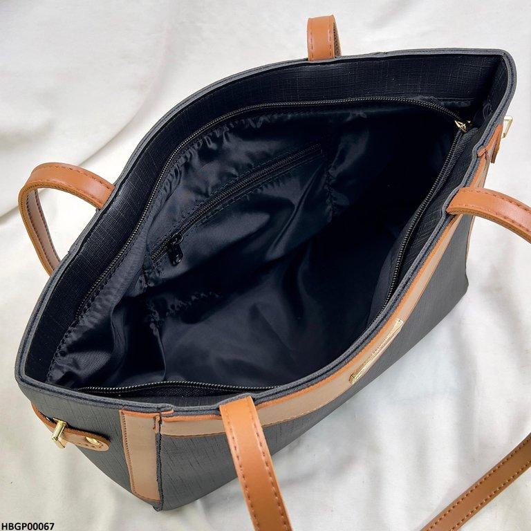 HBGP00067 Verona Contrast Tote Bag Brown - HBGP