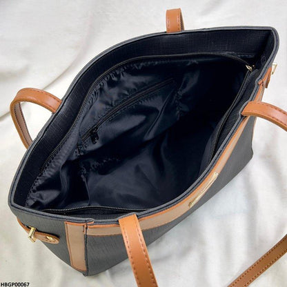 HBGP00067 Verona Contrast Tote Bag Brown - HBGP