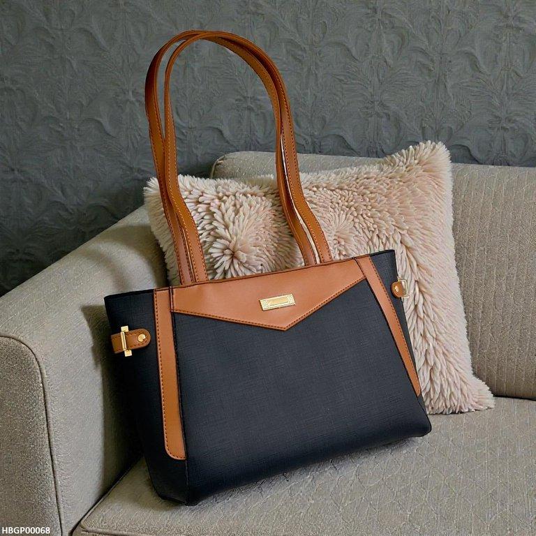 HBGP00068 Verona Contrast Tote Bag Black - HBGP