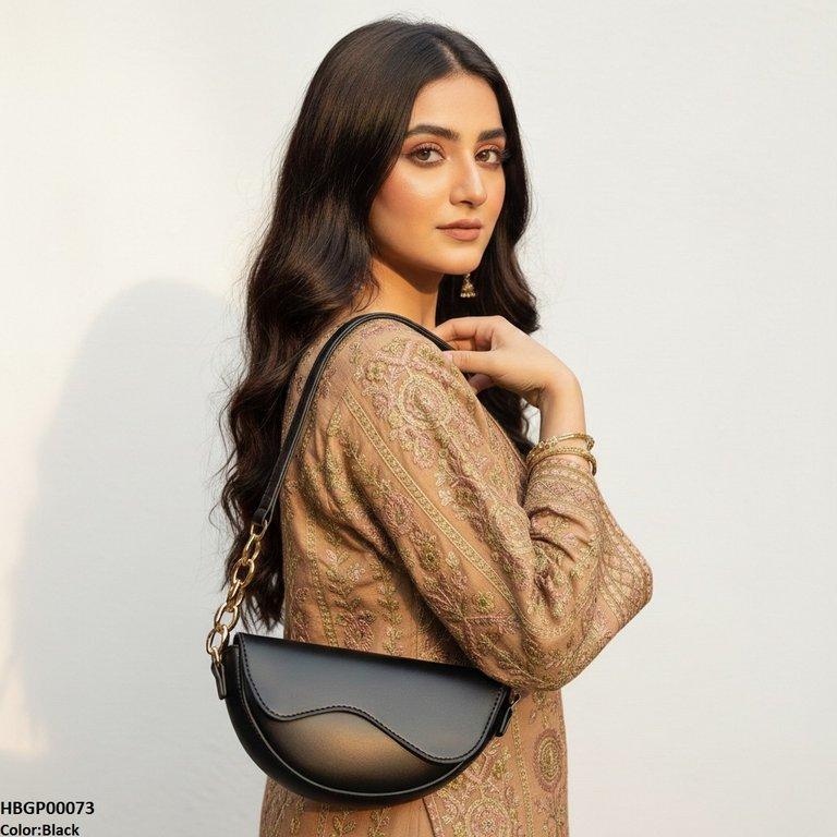 HBGP00073 Aurelia Saddle Armpit Bag Black - HBGP
