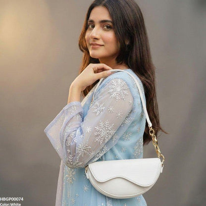 HBGP00074 Aurelia Saddle Armpit Bag White - HBGP