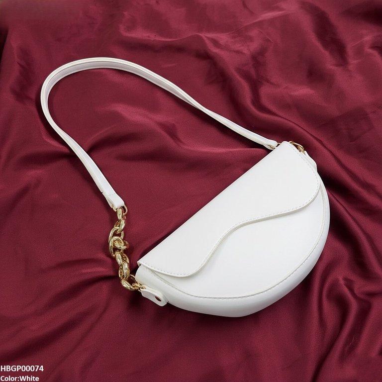 HBGP00074 Aurelia Saddle Armpit Bag White - HBGP