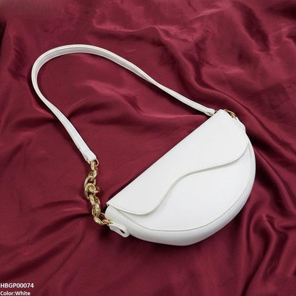HBGP00074 Aurelia Saddle Armpit Bag White - HBGP