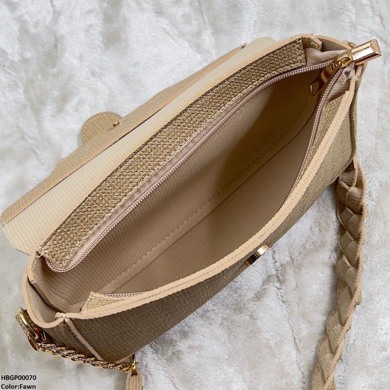 HBGP00070 Willow Strap Jute Armpit Bag Fawn - HBGP