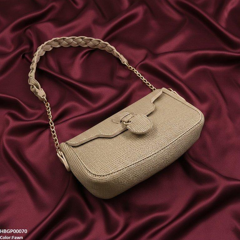 HBGP00070 Willow Strap Jute Armpit Bag Fawn - HBGP