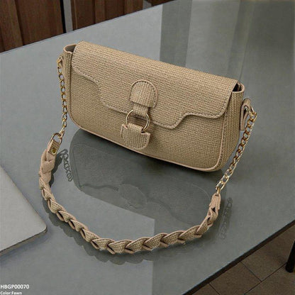 HBGP00070 Willow Strap Jute Armpit Bag Fawn - HBGP