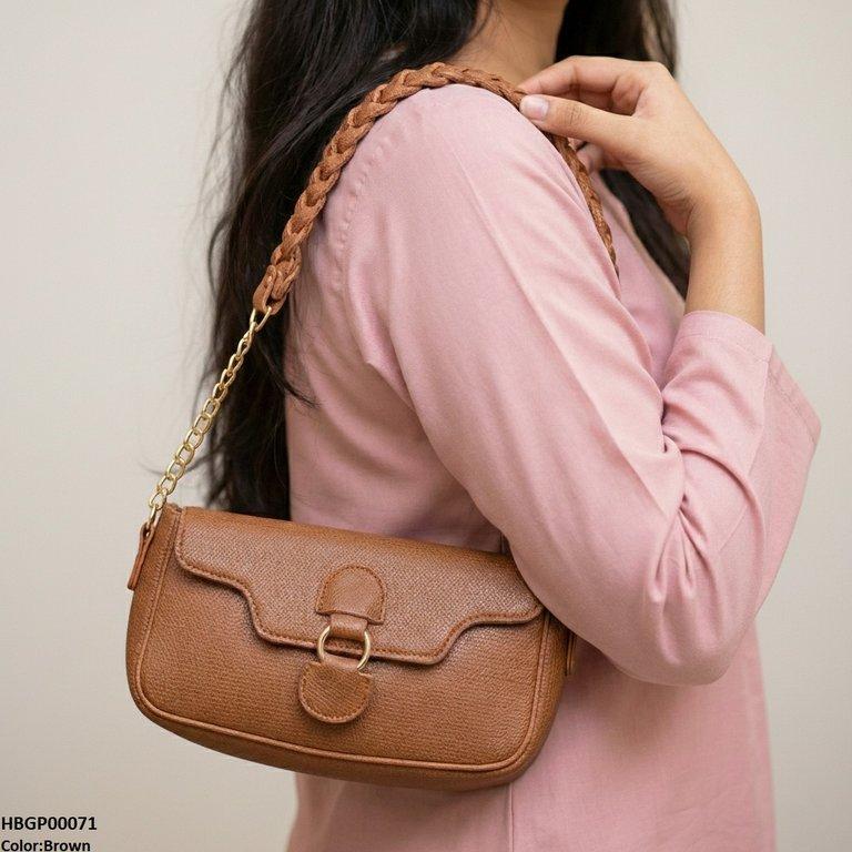 HBGP00071 Willow Strap Jute Armpit Bag Brown - HBGP