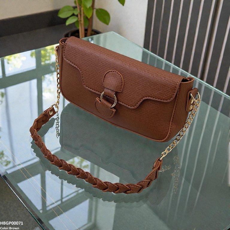 HBGP00071 Willow Strap Jute Armpit Bag Brown - HBGP