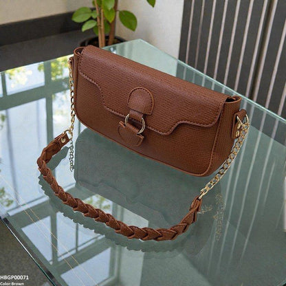 HBGP00071 Willow Strap Jute Armpit Bag Brown - HBGP