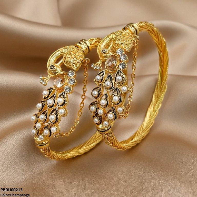 PBRH00213 MZM Peacock Round Bangles Set Adjustable - PBRH