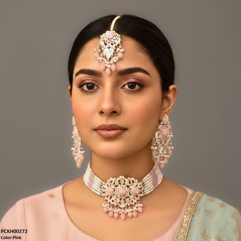 PCKH00272 SDQ Tear Flower Pearl Choker Set - PCKH