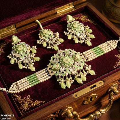 PCKH00272 SDQ Tear Flower Pearl Choker Set - PCKH
