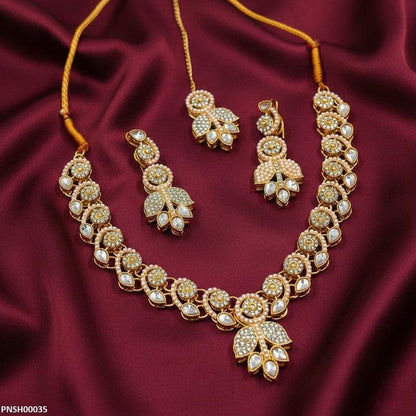 PNSH00035 MZM Tear Flower Necklace Set - PNSH