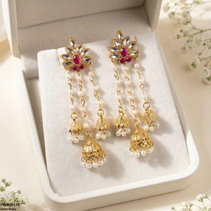 PEDH00176 SDQ Pearl Jhumki  Drop Earrings - PEDH