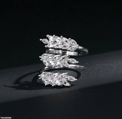 TRSH00909 BYJ Zircon Leaf Ring Adjustable - TRSH