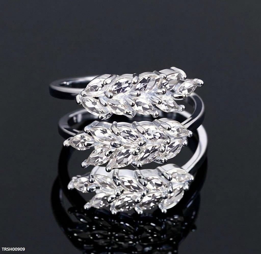 TRSH00909 BYJ Zircon Leaf Ring Adjustable - TRSH